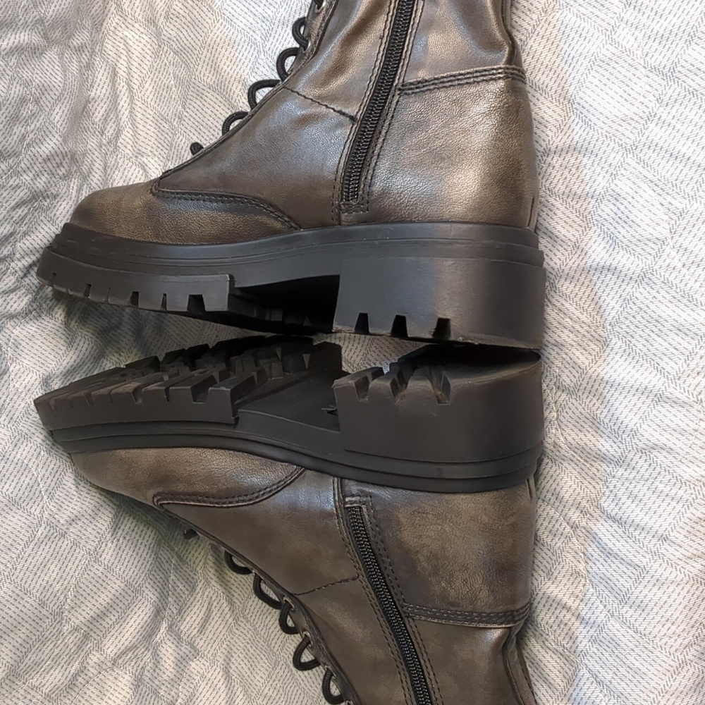 Aldo Metallic Brown Women's Combat Boots - Picture 8 of 16
